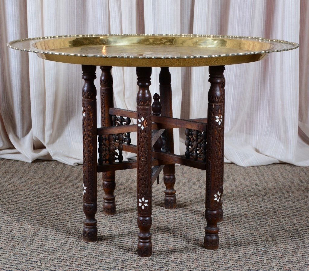 Vintage Brass Tray Table w/Intricate Base (1 of 3)