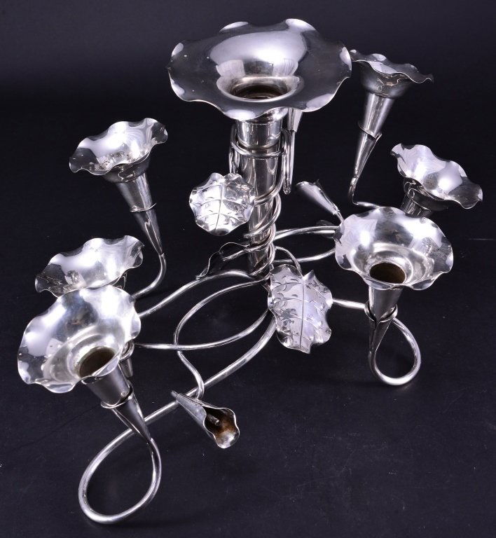 Art Nouveau Silverplated Epergne w/Horns (1 of 3)