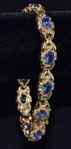 Oval Tanzanite & Diamond 14K Yellow Gold Bracelet