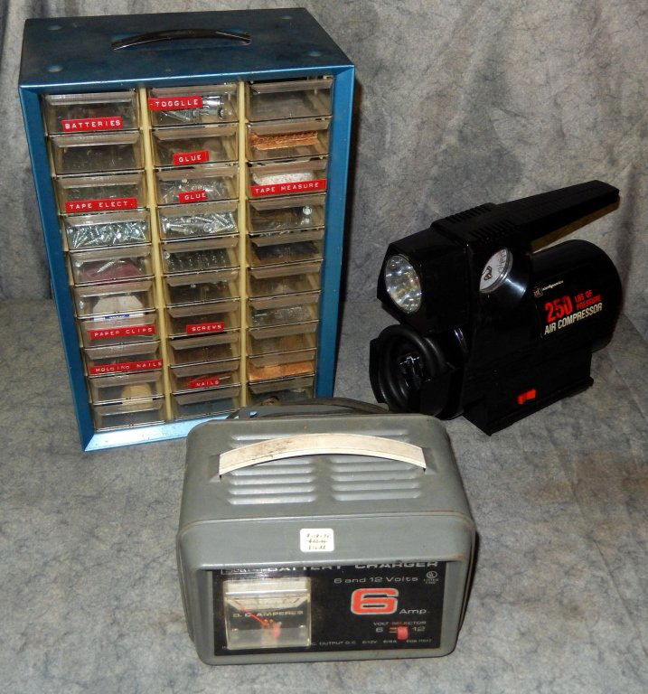 Battery Charger & Small Air Compressor w/Light (1 of 4)
