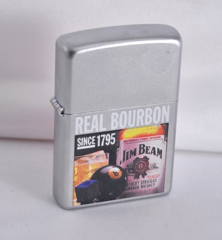 Jim Beam Zippo Lighter w/Factory Seal Intact: Real Bourbon since 1795.