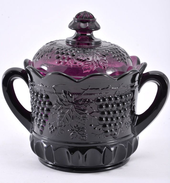 Mosser Purple Grape & Cable Biscuit Jar: Approx. 7.75" tall.