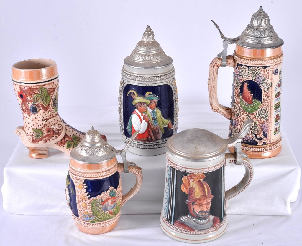 5 Hangemalt German Steins (1 of 3)