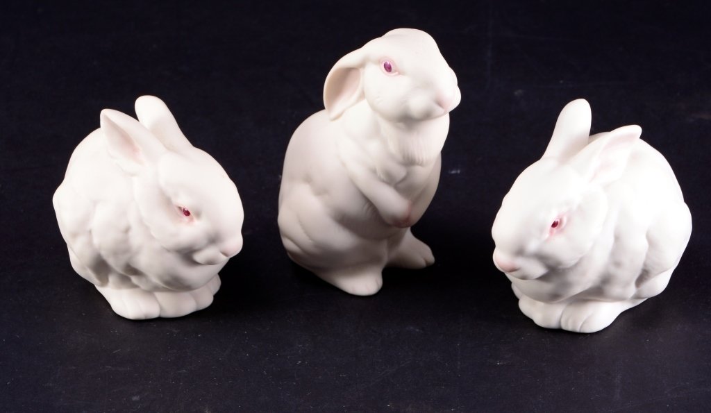 Three Cybis Rabbits: Tallest 5.75" tall.