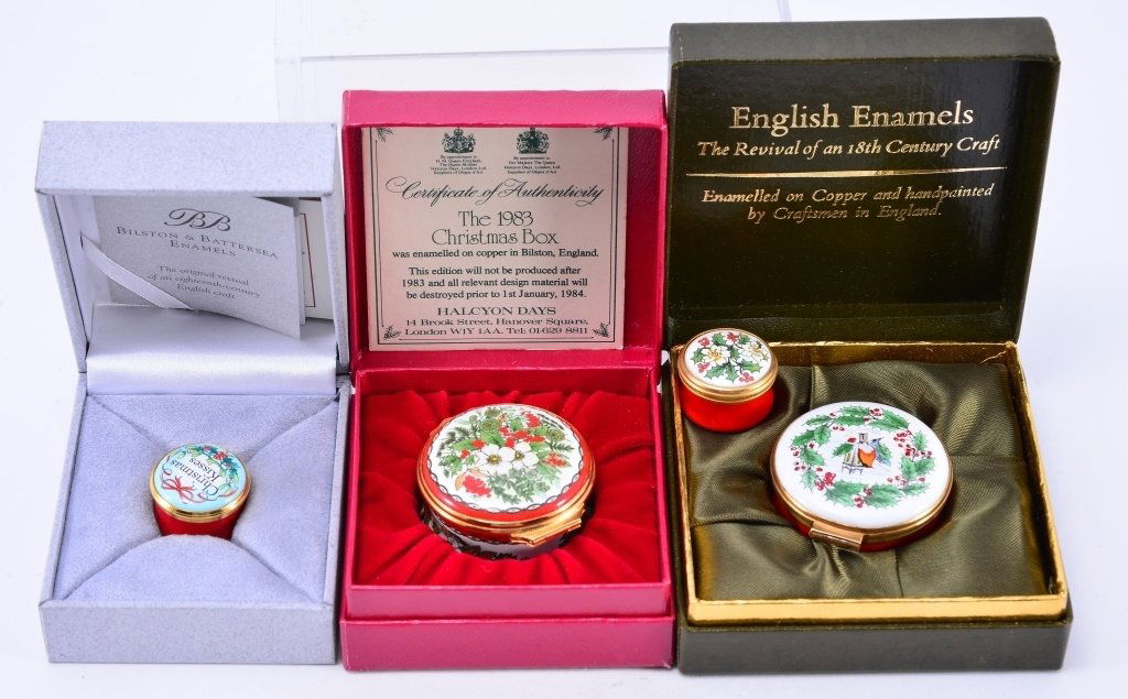 2 Enamel Boxes, 2 Pill Boxes Inc. Halcyon (1 of 4)