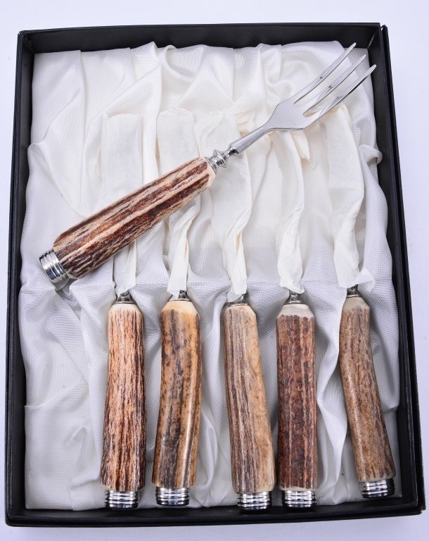 6 Stag Handle Forks In Neiman Marcus Box (1 of 1)
