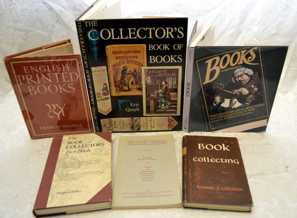 6 Books on Book Collecting: Jesse Stuart A Bibliography, 1960, compiled by Hensley Woodbridge; Book Collecting by Robert Collison, 1957, 1st, American ed., 1st printing, reviewed copy; Francis Meynell's English Printed Books, 19