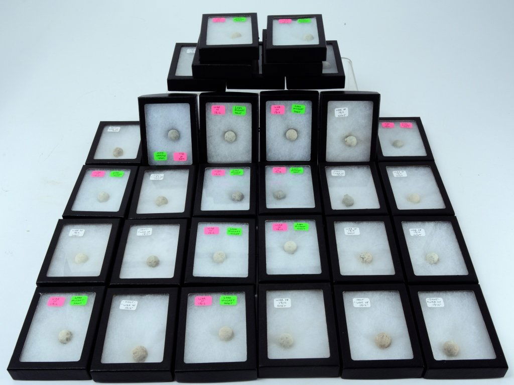 Lead Musket Shot in Riker Mount Boxes w/Pins (1 of 3)