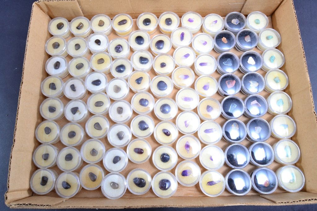 87 Small Specimens in Clear Round Boxes (1 of 5)