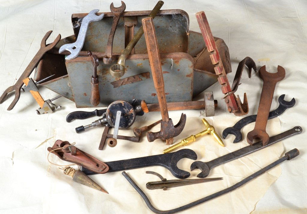 Tool Box w/Tools Inc. Dietz Solid Brass Plum Bob (1 of 4)