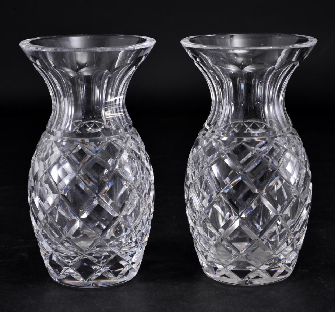 Pair Waterford Signed Diamond Cut Crystal Vases (1 of 3)