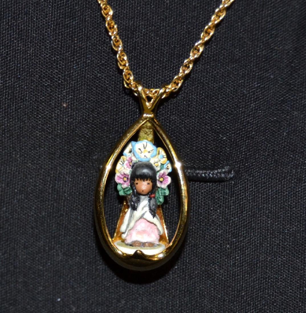 Robert Olszewski Flower Girl Pendant Necklace: Approximately 23" long chain.