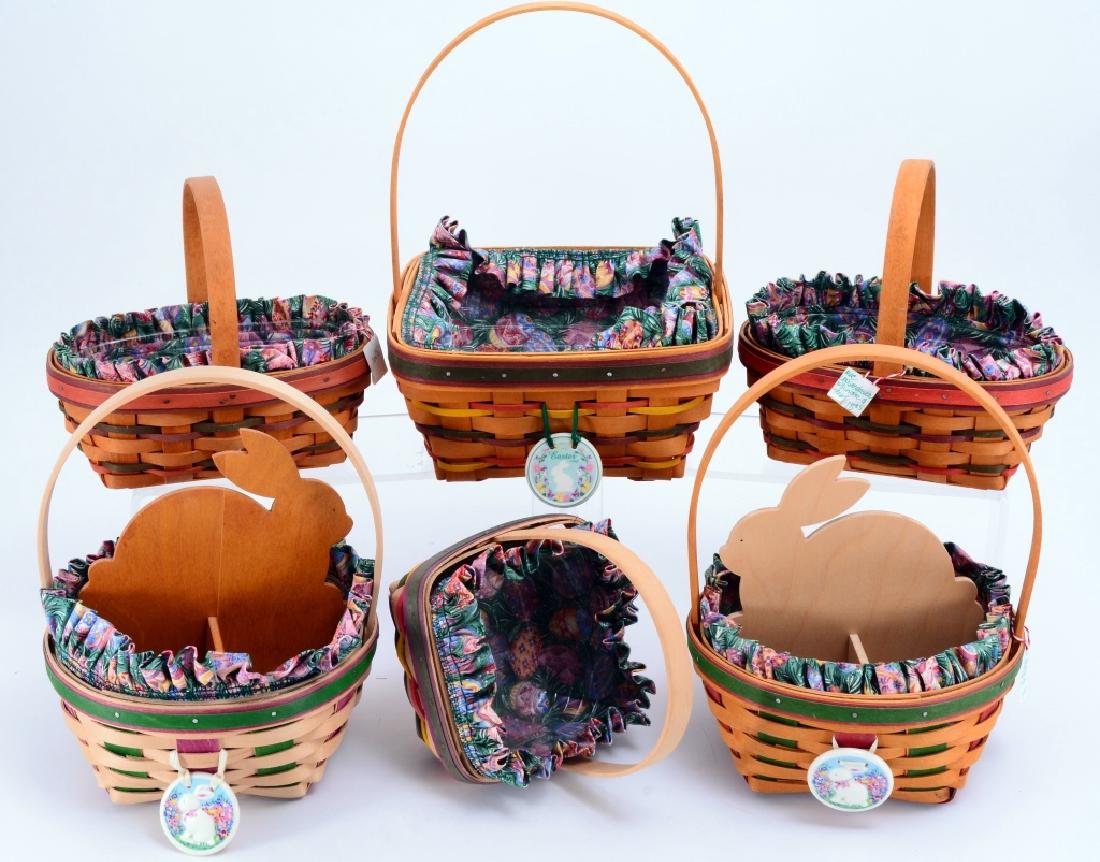 6 Longaberger Baskets Fabric Lined w/Egg Print (1 of 3)