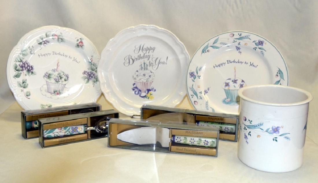 Pfaltzgraff Happy Birthday Plates & Utensil Holder (1 of 4)