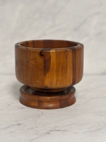 Mid Century turned wood pedestal bowl