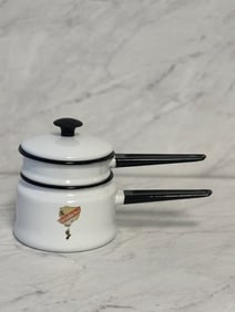 Vintage White Enamel Double Boiler