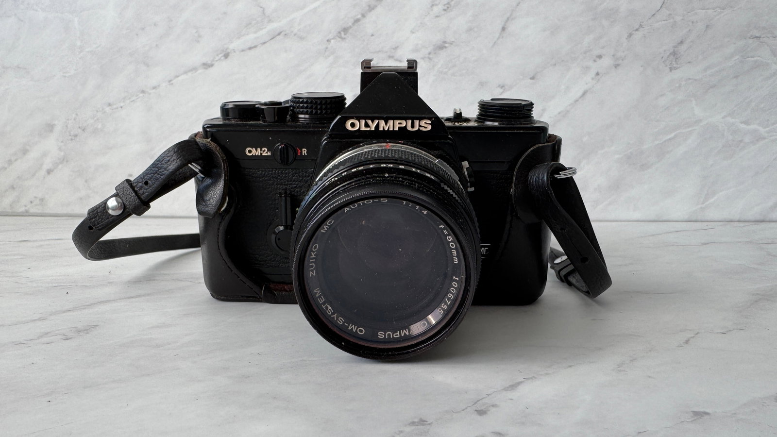 Olympus OM 2n MD Black Film Camera with Black Leather Case (1 of 7)