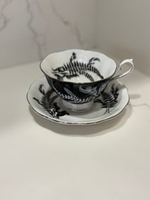 Eye-Catching Royal Albert Night and Day Scalloped Tea Cup with Saucer