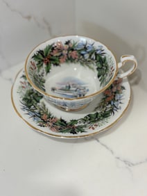 Mid Century Paragon Seasonal Greetings Tea Cup and Saucer Set