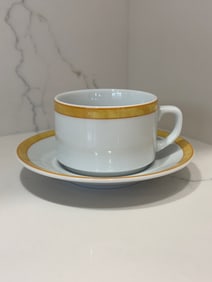 Limoges France Bernardaud Yellow Universe 53 Tea Cup and Saucer Set
