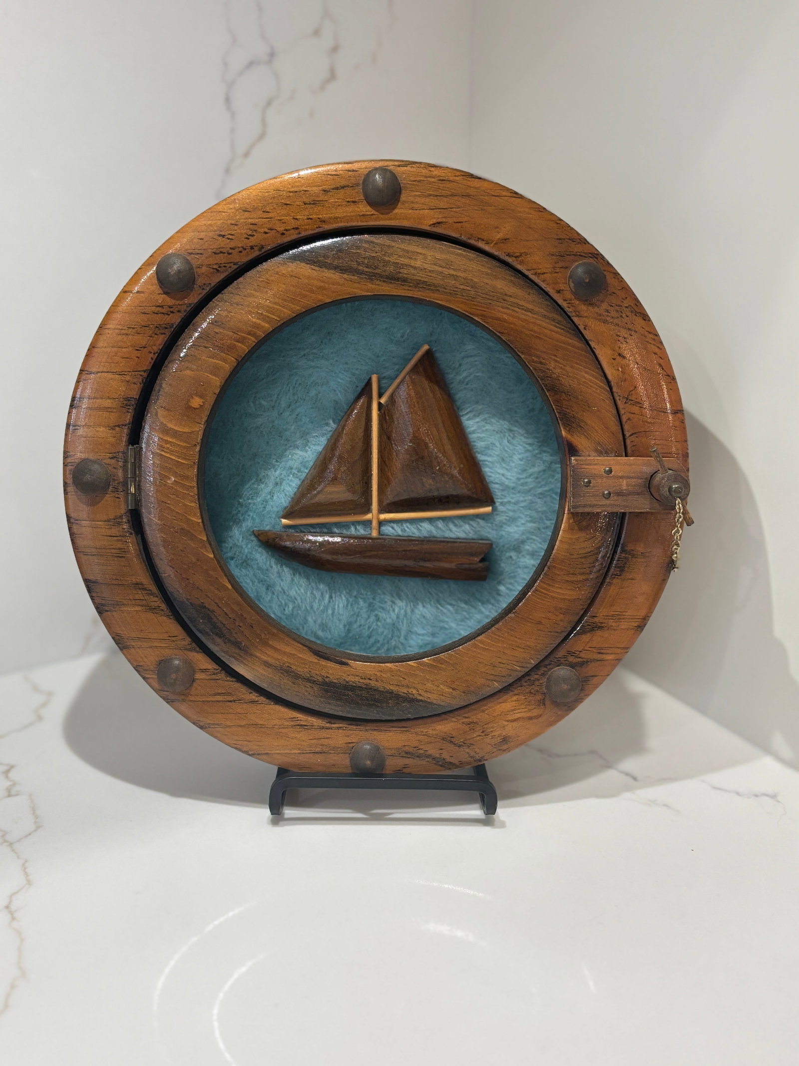 Nostalgic Wood Porthole Nautical Folk Art Shadowbox (1 of 3)