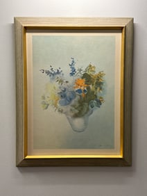 Framed Print of Ian Woodner's Original Watercolor "Larkspur & Delphinium"