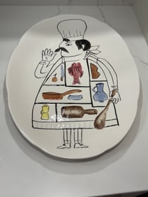 Mid Century Modern Chef Motif Ceramic Serving Platter