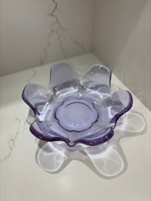 Purple Neodymium Tiffin Art Glass Bowl