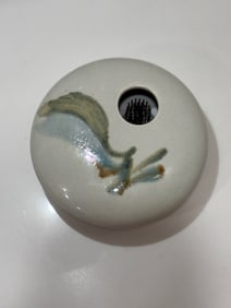 Made in Maine Georgetown Pottery Ikebana Vase with Affixed Frog