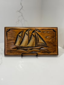 Folk Art Ship Maritime Carved Wooden Wall Plaque