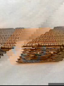 Handmade Vintage Wicker and Leather Brixton Picnic Basket