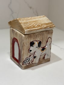 Midcentury Japanese Export Porcelain Dog House Trinket Box