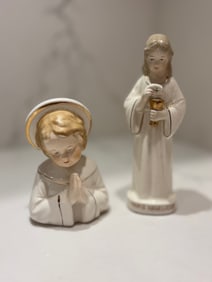 Pair of Hand Painted Porcelain Religious Figurines