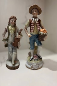 Two Japanese Export Male Figurines - Need Depth measurement for "left"