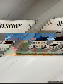 New England Folk Art Slate "Welcome" Sign