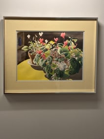 Framed Cyclamen in the Sun Watercolor