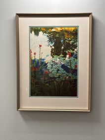 Framed Impressionstic Style Print Featuring Water Lilies