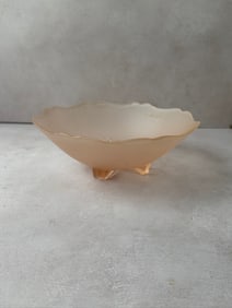 Vintage Pink Frosted Depression Glass Bowl