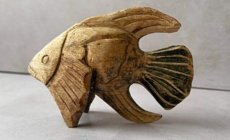 Folk Art Hand Carved Wooden Fish Figurine