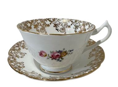 Collingwoods Pink Rose Teacup and Saucer