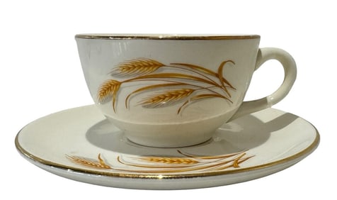 Royal Halsey Gold Wheat Teacup and Saucer