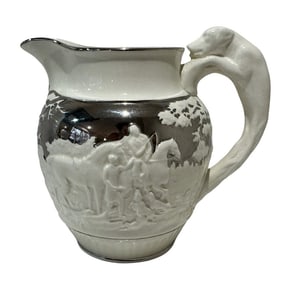 Wedgewood Dye Ken John Hunt Scene with Unique Dog Handle and Silver Plated Accents