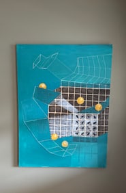 Contemporay Mixed Media Painting with Textural Contrasts