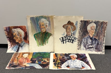 Collection of Six Original Watercolor Portraits