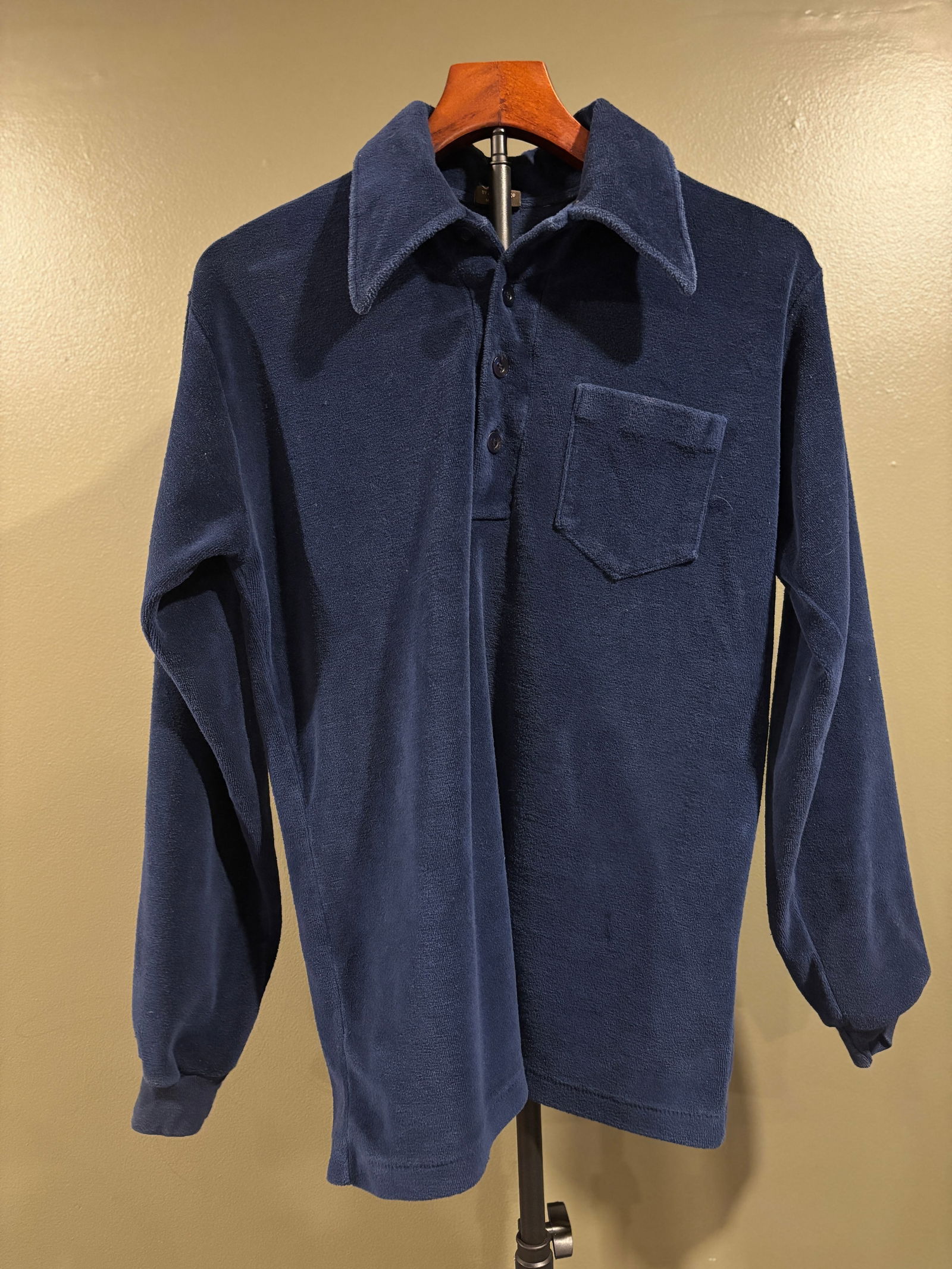 Vintage Studio One by Campus Terry Cloth Long-Sleeve Polo Shirt, Made in USA (1 of 2)
