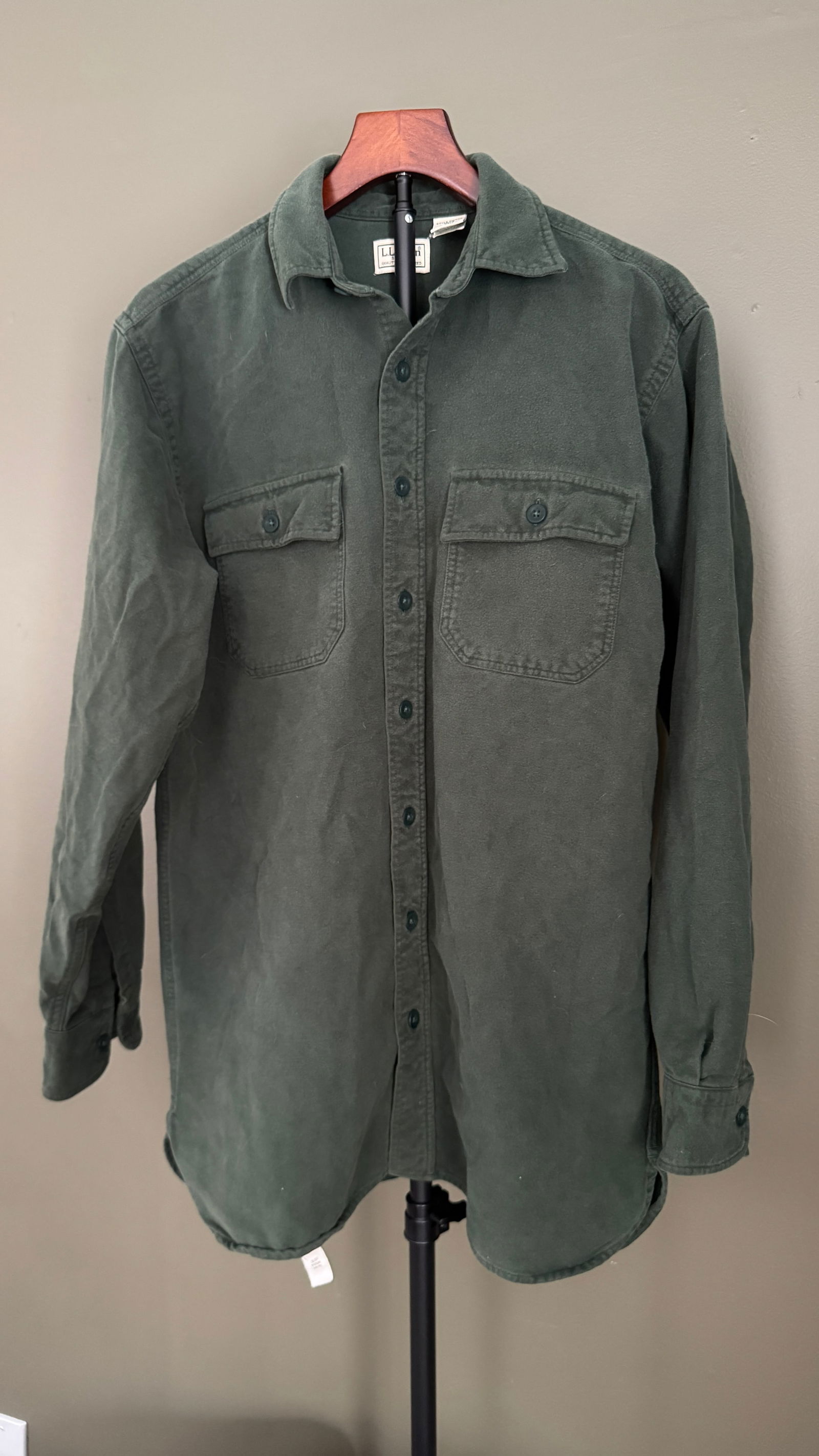 L.L. Bean Men's Green Chamois-Style Heavy Flannel Shirt, Tall Medium (1 of 3)