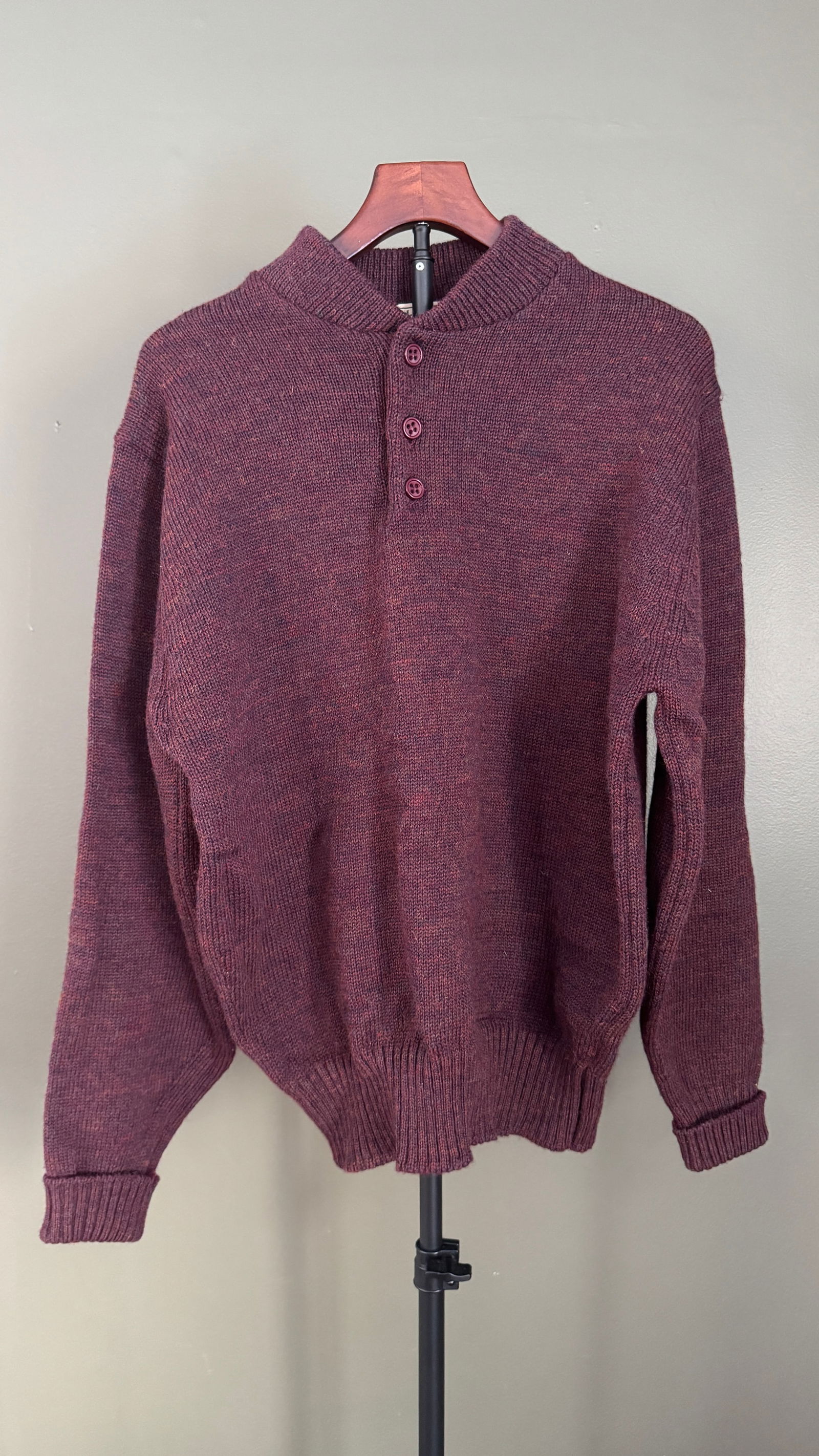 L.L. Bean Men's British Wool Henley Sweater, Made in England (1 of 3)