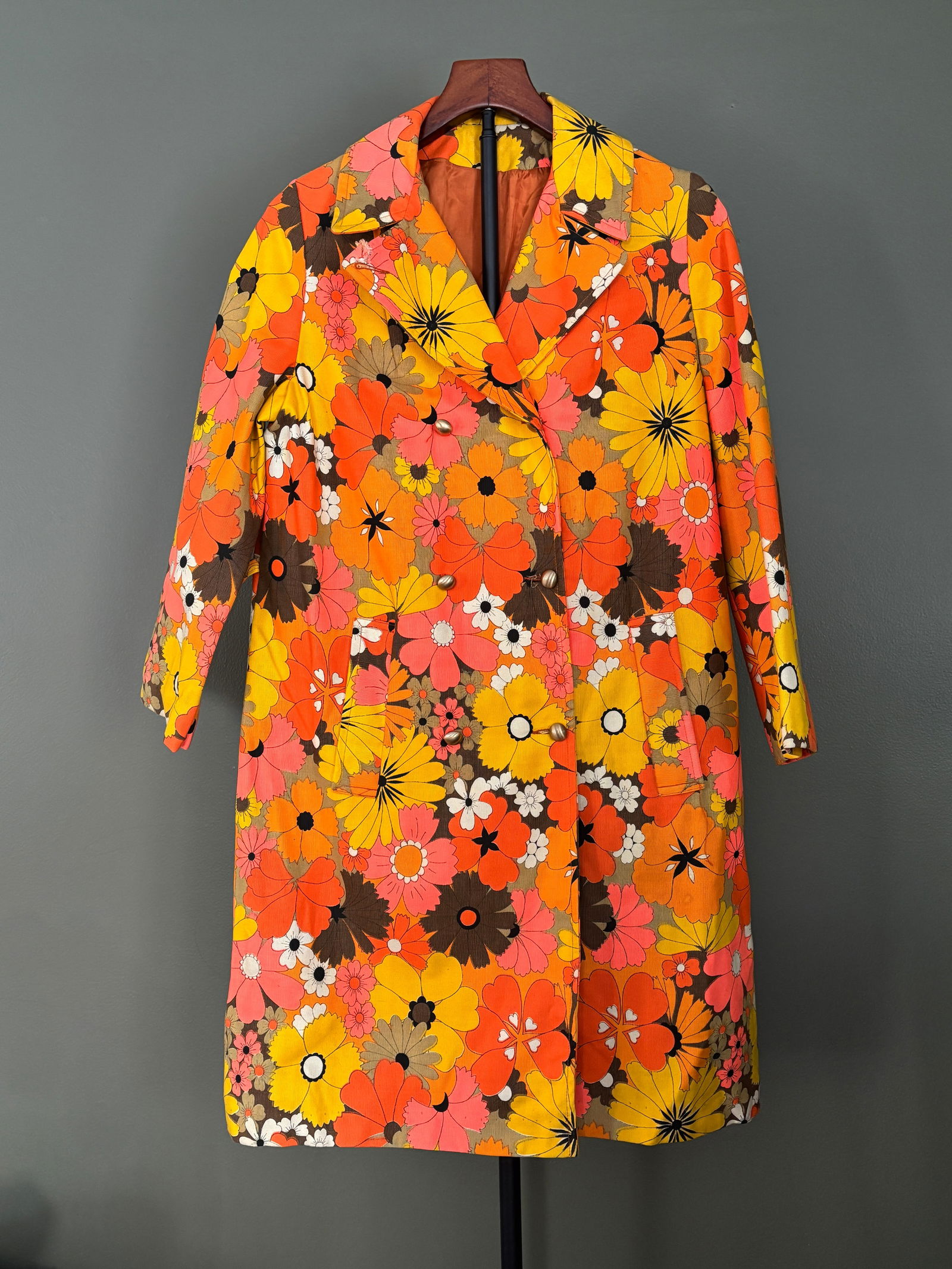 Remarkable 1960's - 1970's Women's Floral Canvas Coat (1 of 8)