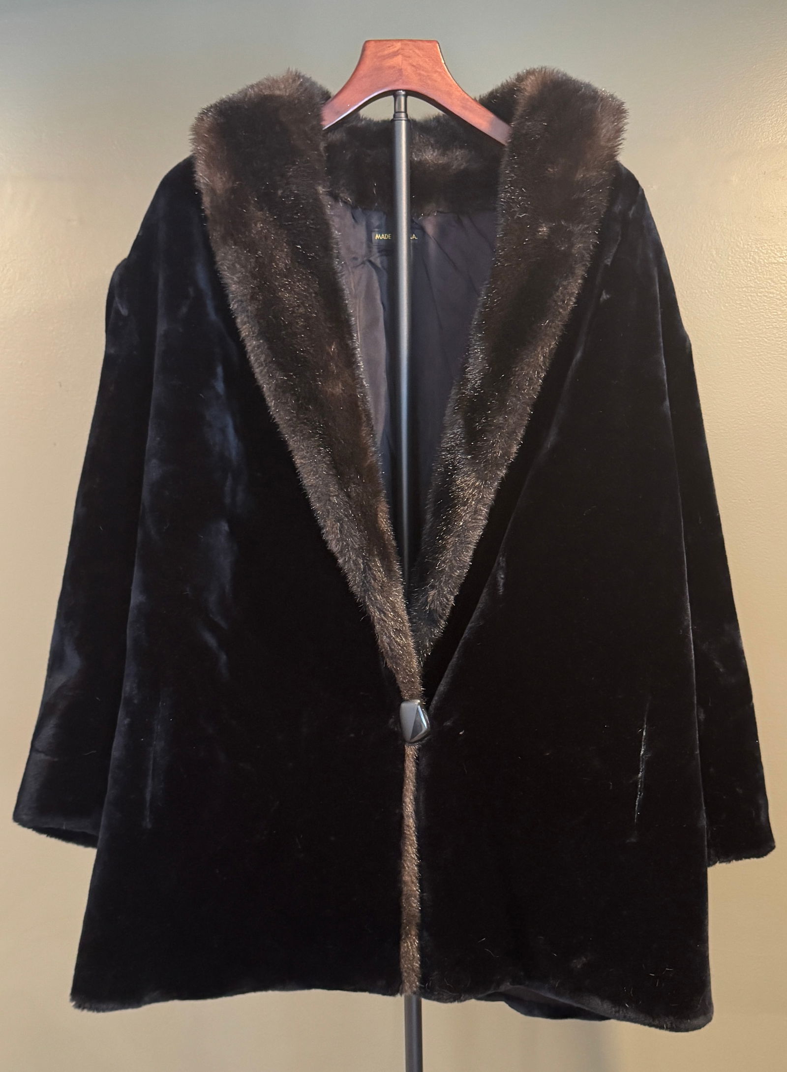 Vintage Black Faux Fur Evening Jacket Made in U.S.A. (1 of 5)