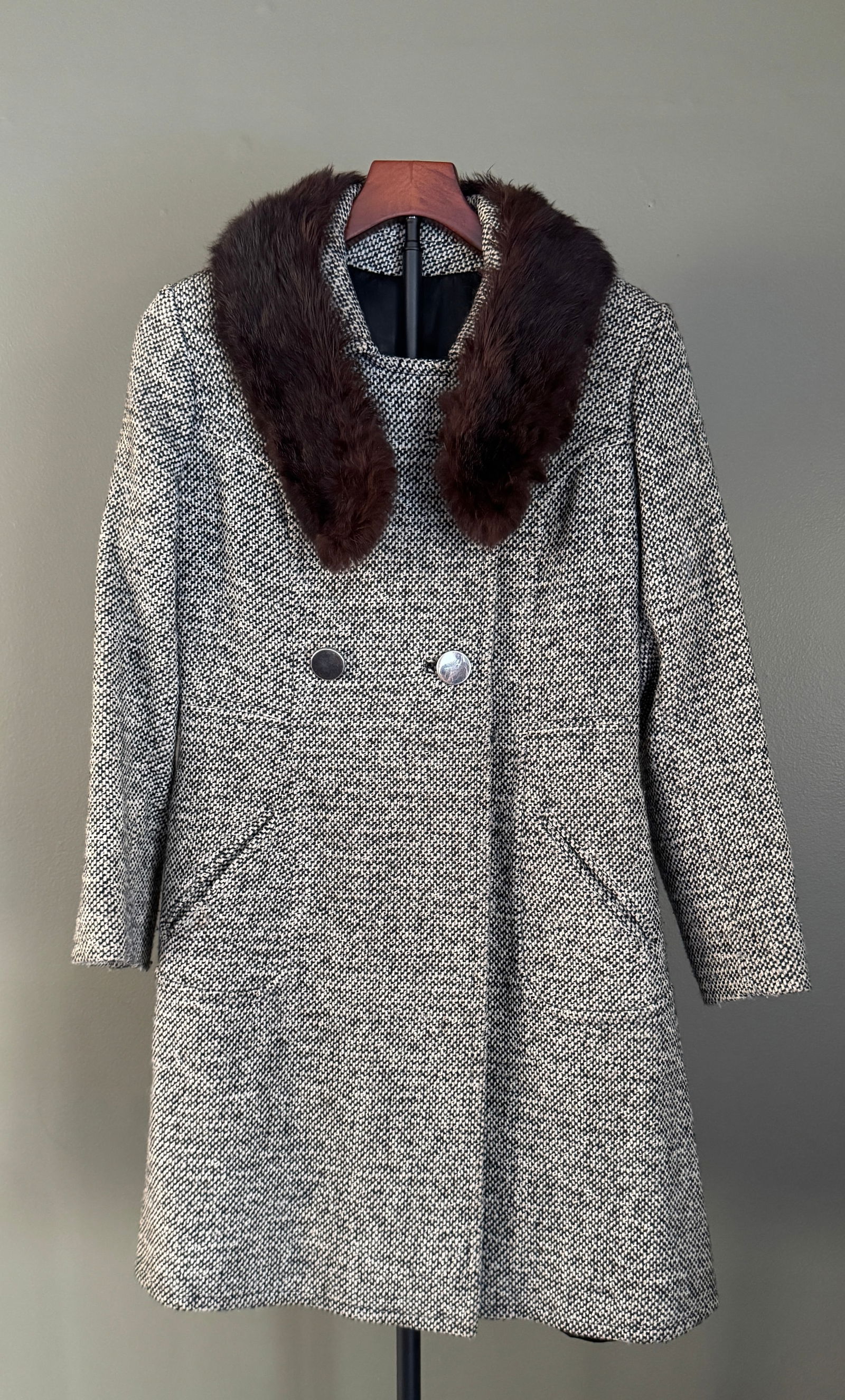 Junior Wear of Canada Tweed Coat with Fur Collar, Mid-Century (1 of 3)